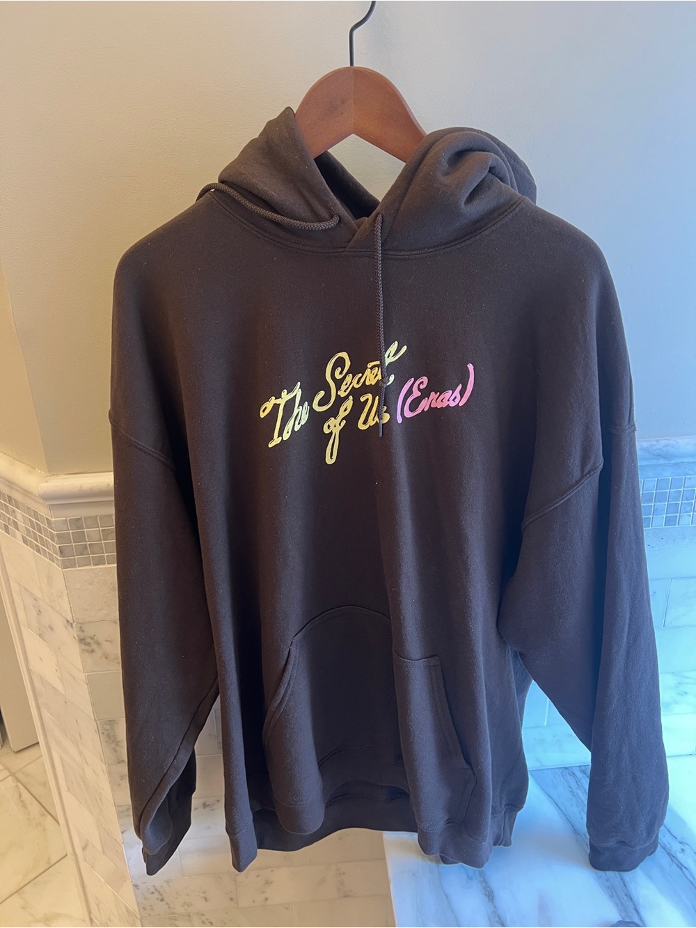 The Secrets of Us Embroidered Hoodie - Chocolate Brown